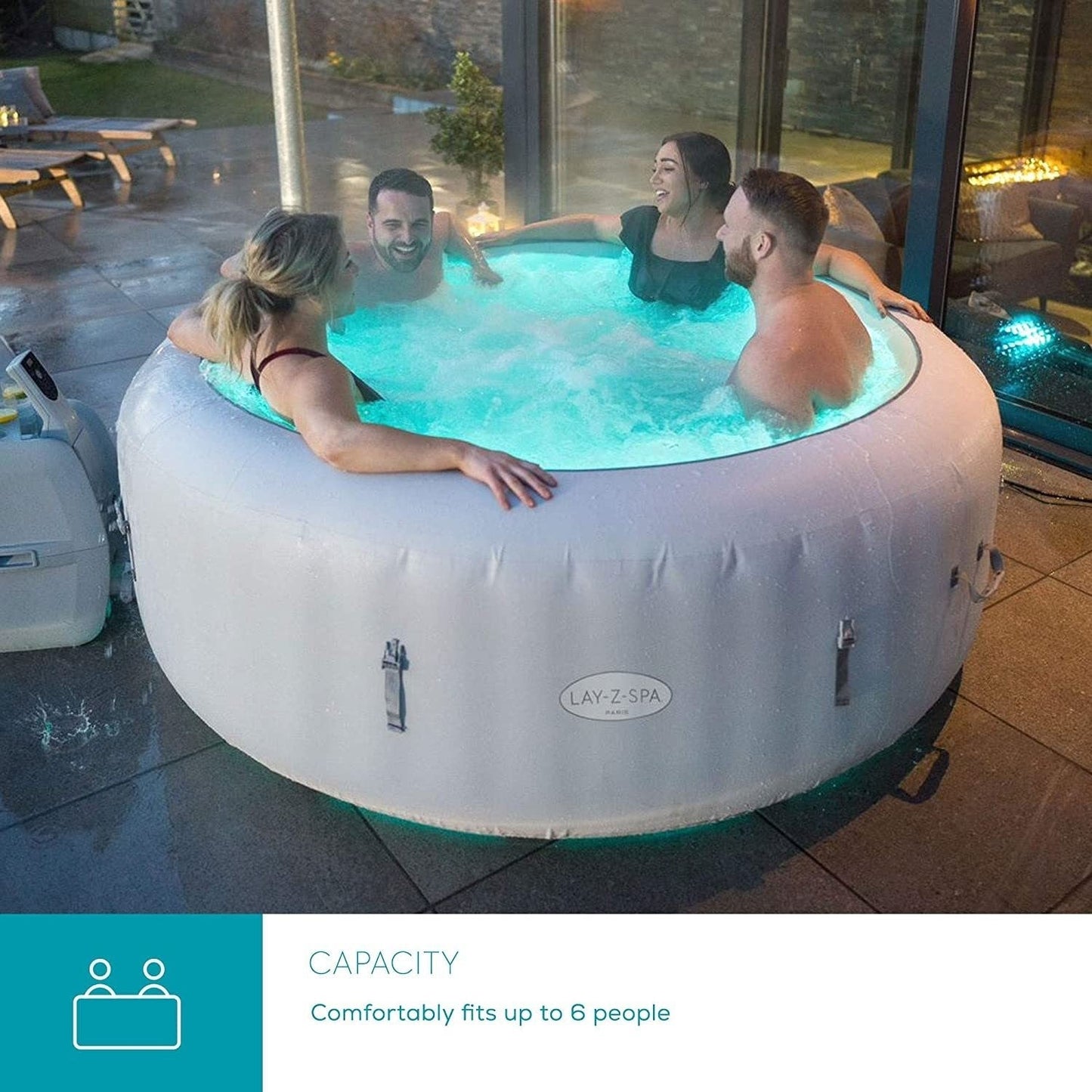 Lay-z Spa Lay-Z-Spa® AirJet Paris - 6 Person Inflatable Hot Tub