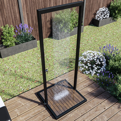  Zen Black Outdoor Shower With Wood Effect Base