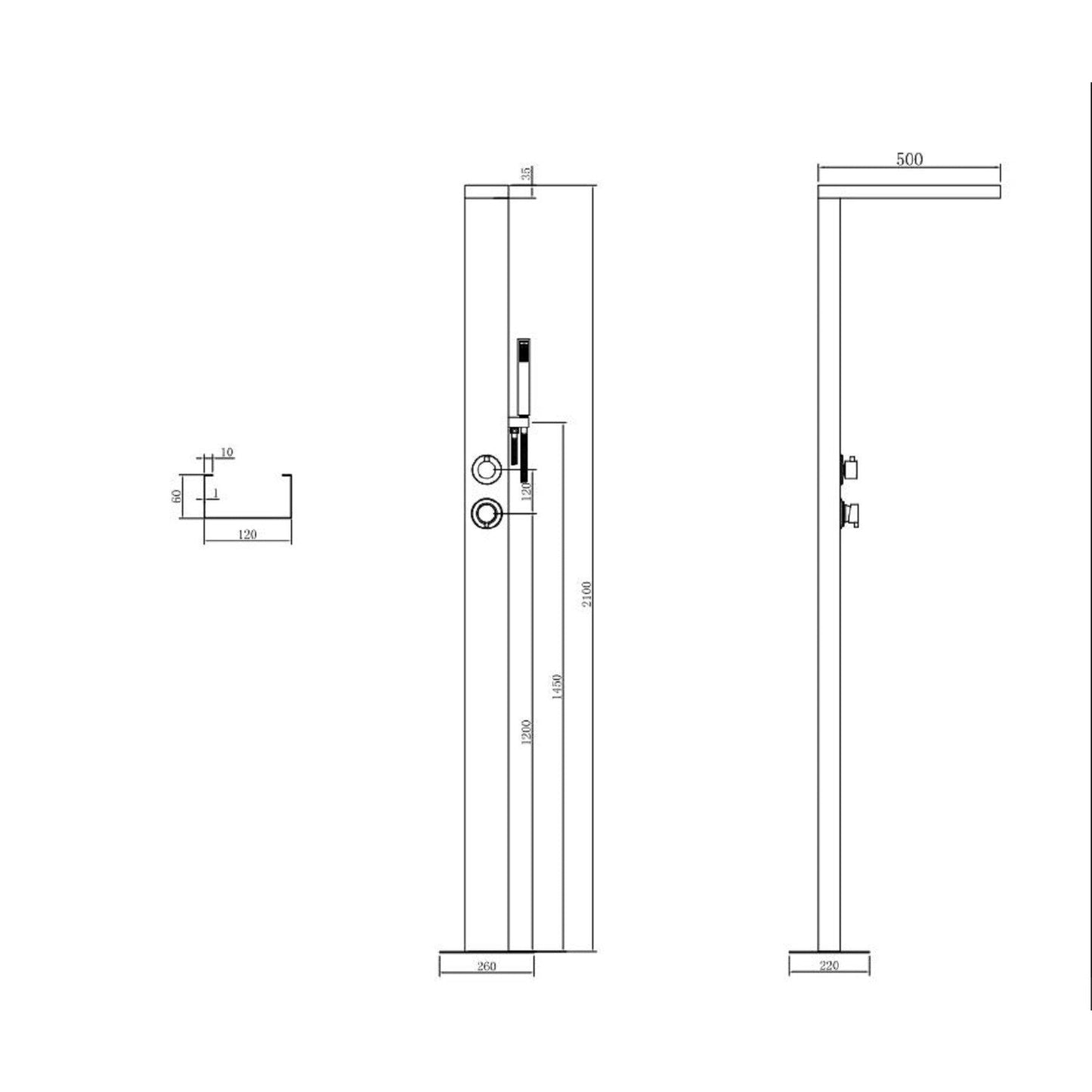  Suva Stainless Steel Outdoor Shower With Pencil Handset