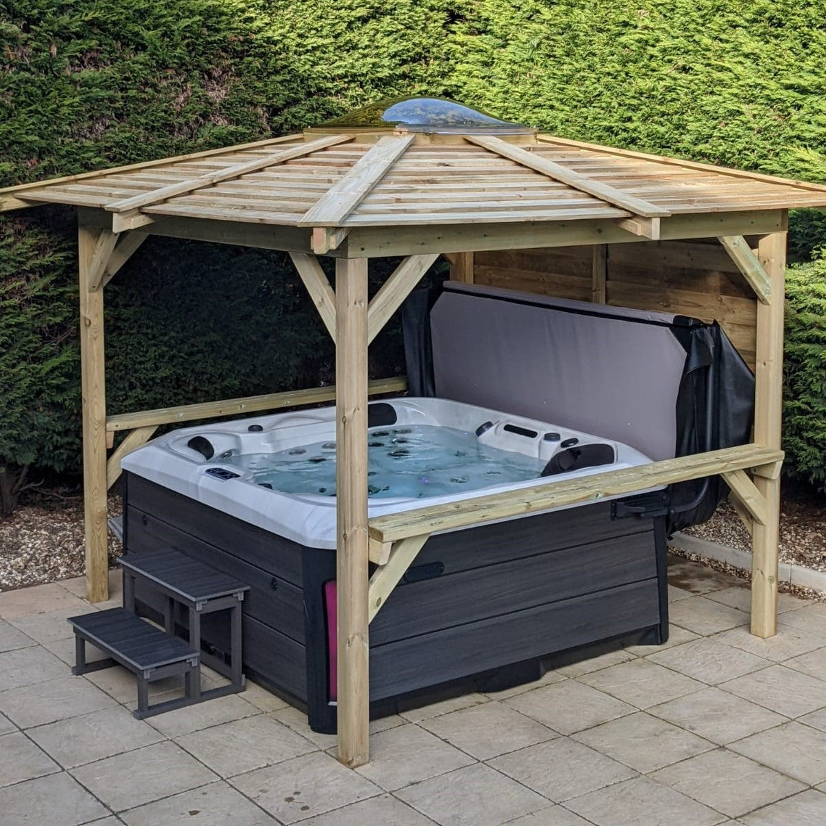  Brentano Wooden Hot Tub Gazebo With Tinted Dome Roof