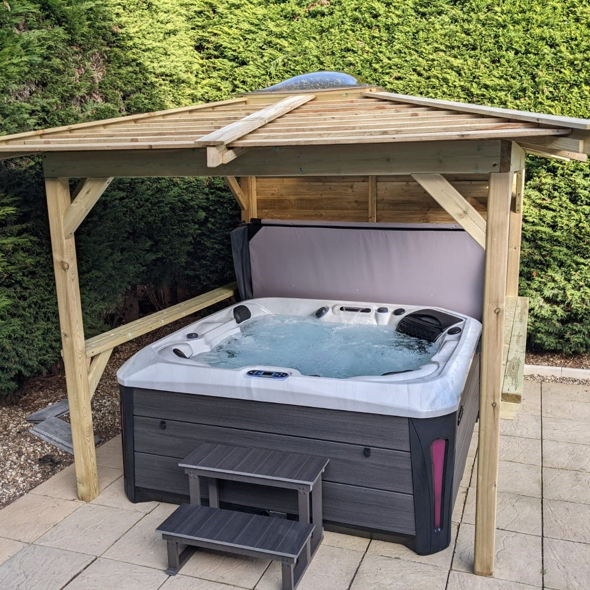  Brentano Wooden Hot Tub Gazebo With Tinted Dome Roof