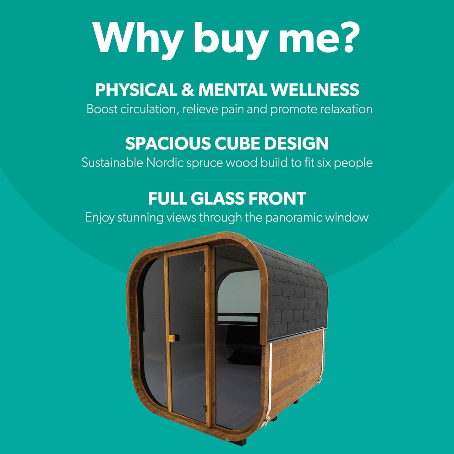  Hekla Cube 250 - 6 Person Outdoor Sauna