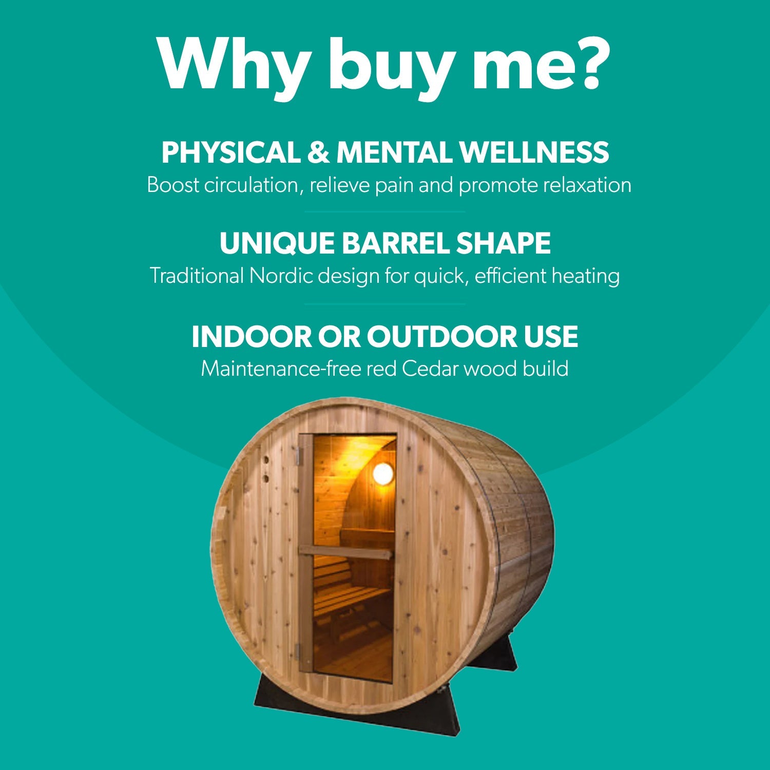  Deluxe 185 - 4 To 5 Person Indoor/Outdoor Barrel Sauna