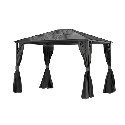  Fortrose 3x4m Black Metal Garden Gazebo With Grey Roof And Sides