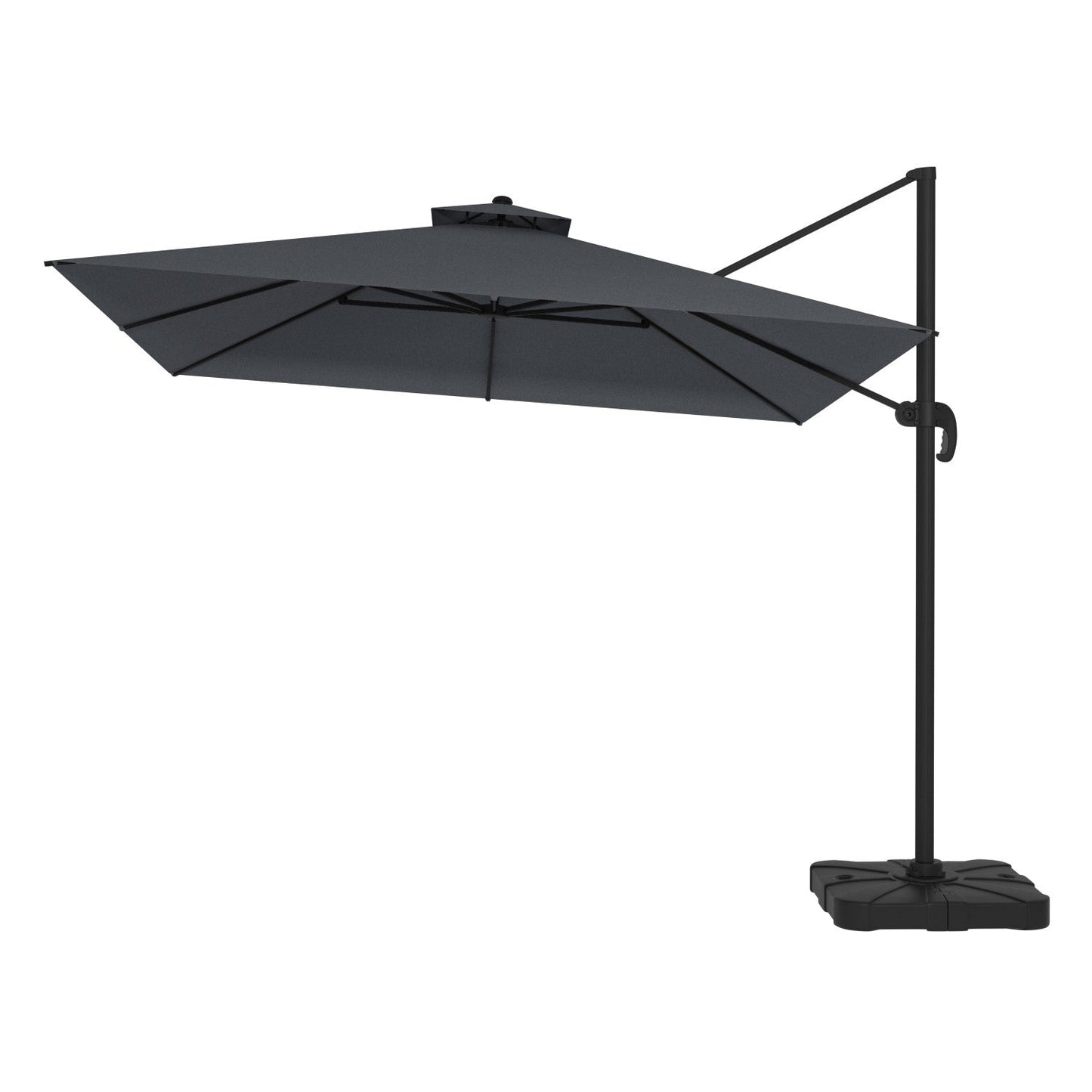  Como 3x3m Dark Grey Square Cantilever Garden Parasol With Base And Cover