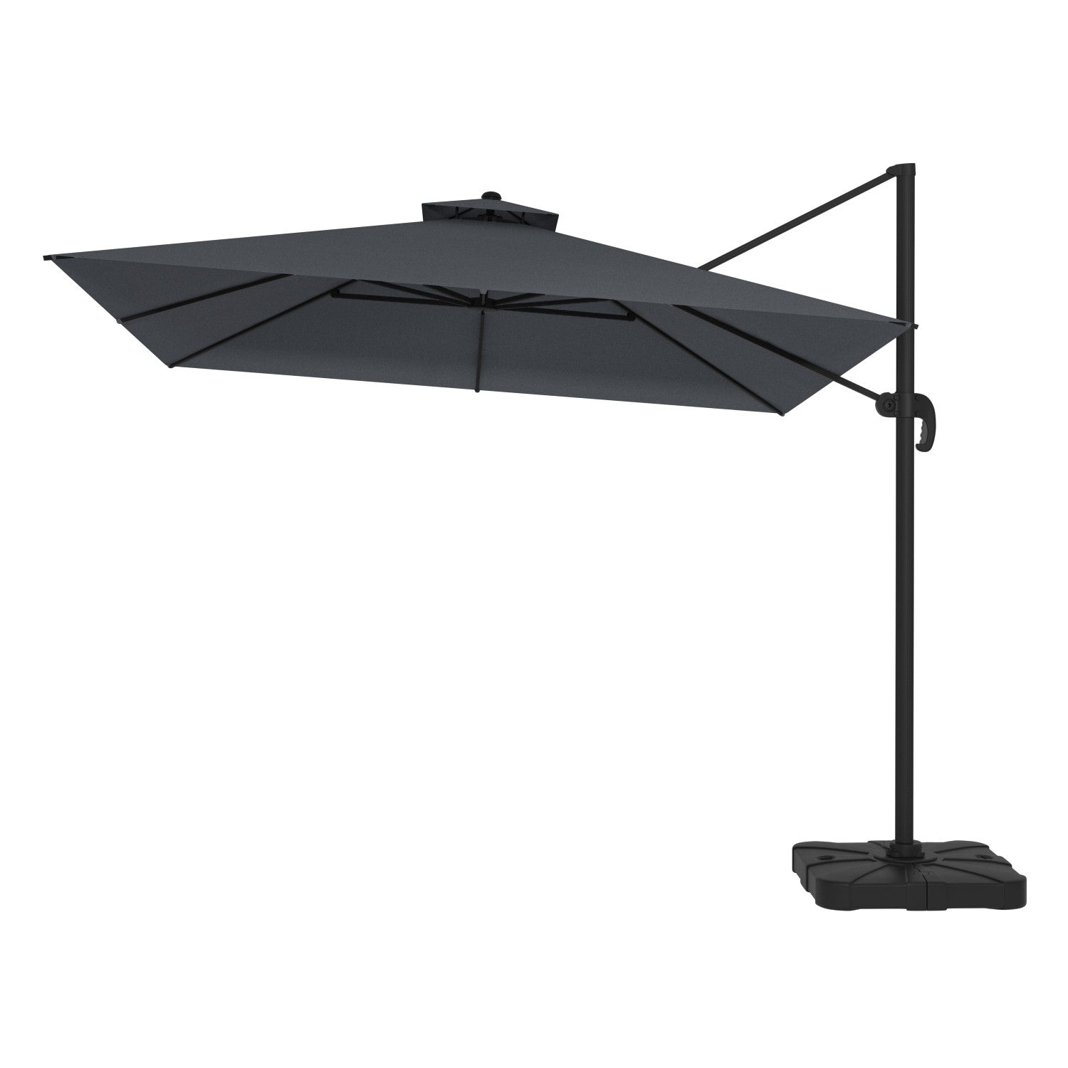  Como 3x3m Dark Grey Square Cantilever Garden Parasol With Base And Cover