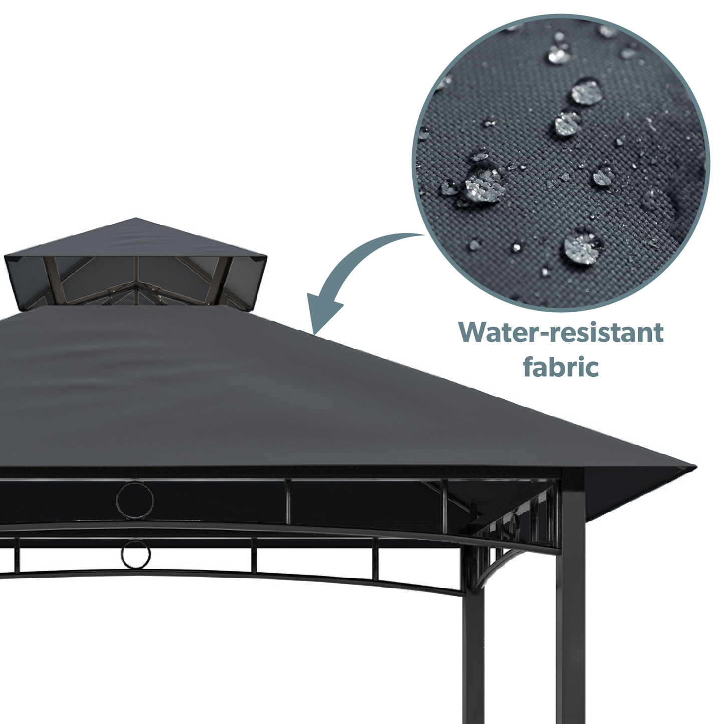  Fortrose 1.5x2.4m Black Metal BBQ Shelter Gazebo With Grey Canopy Roof