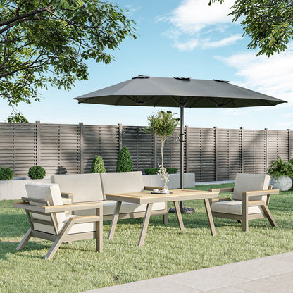  Como 2.7x4.5m Large Double Sided Grey Garden Parasol With Base And Cover