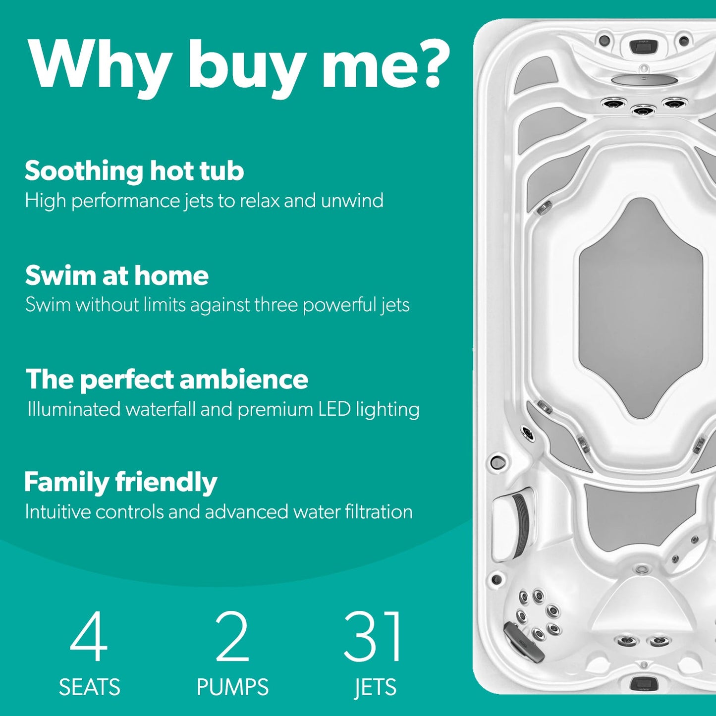  Jacuzzi® PowerActive™ J-16™ - 16ft Swim Spa