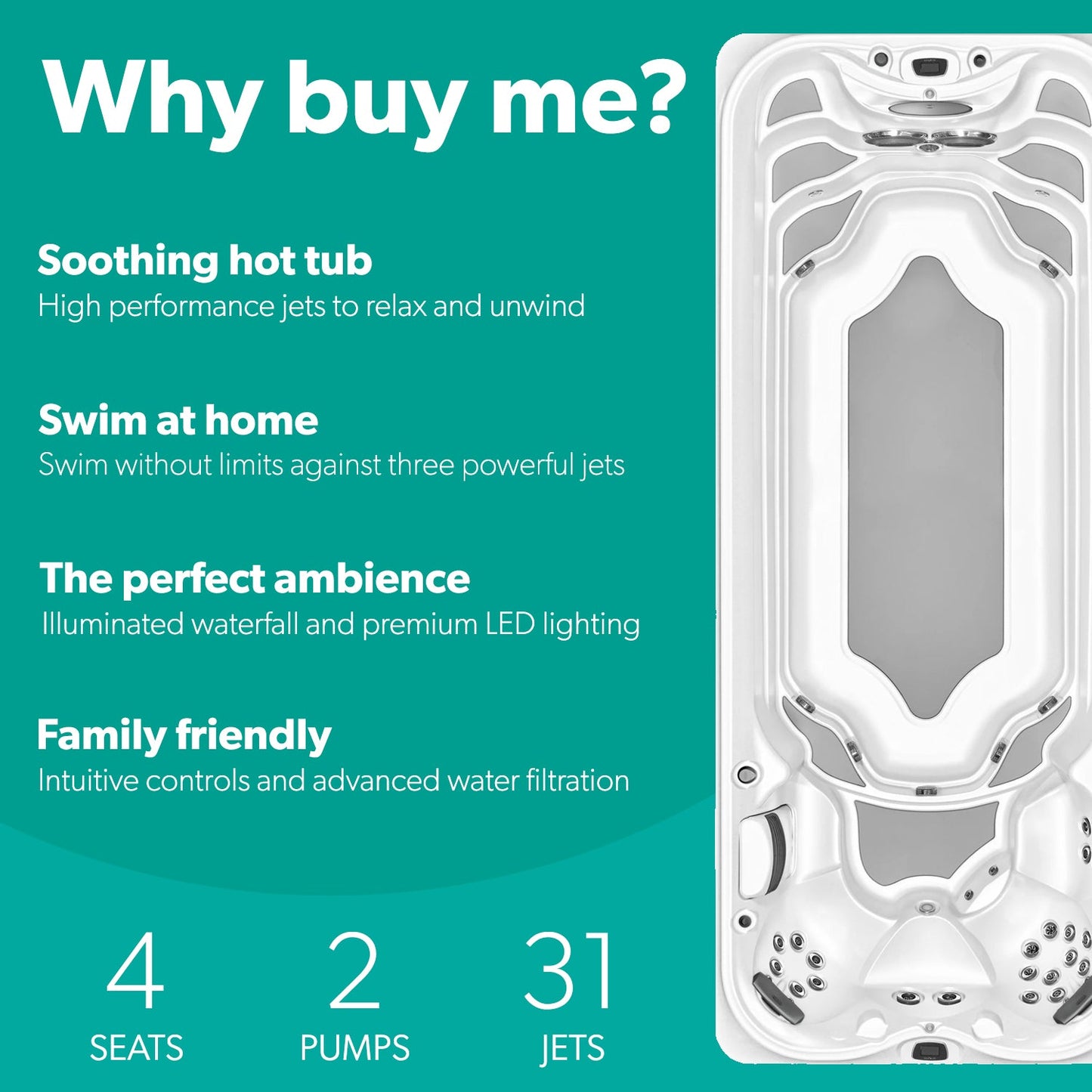  Jacuzzi® PowerActive™ J-19™ - 19ft Swim Spa