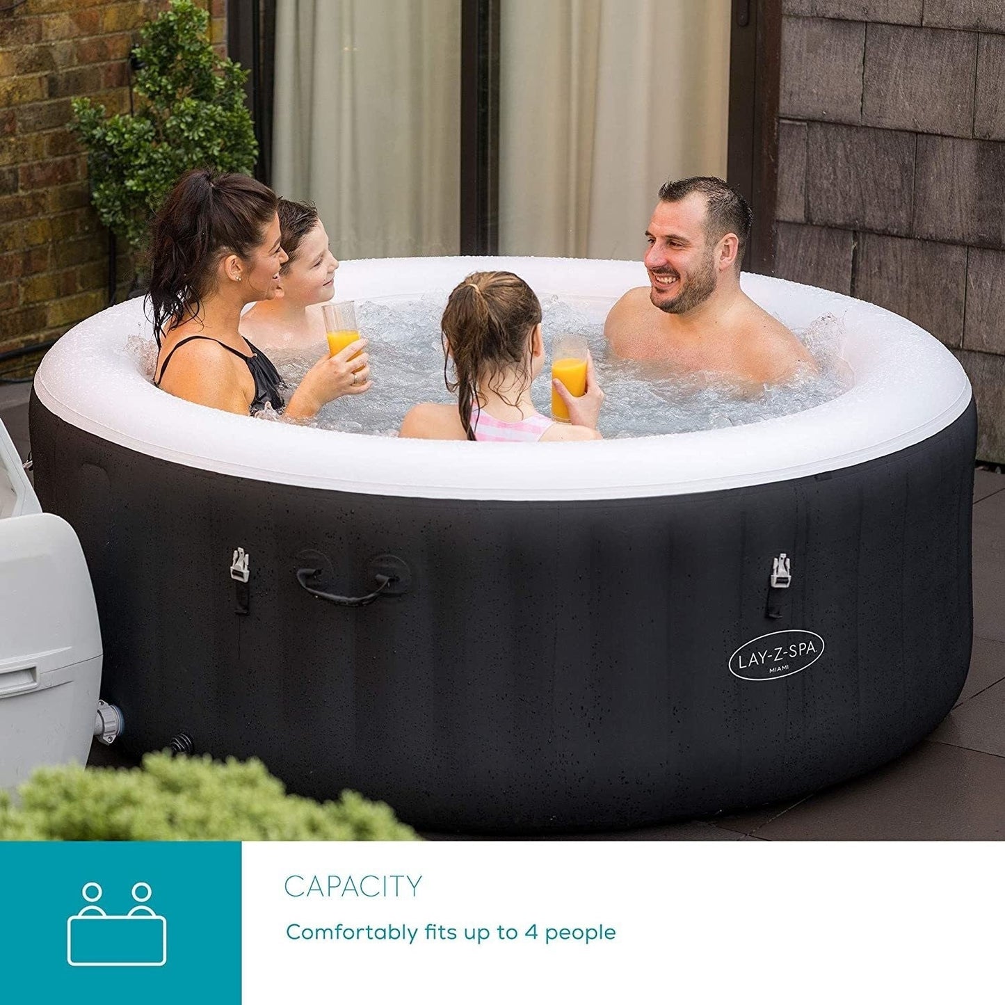 Lay-z Spa Lay-Z-Spa® AirJet Miami - 4 Person Inflatable Hot Tub