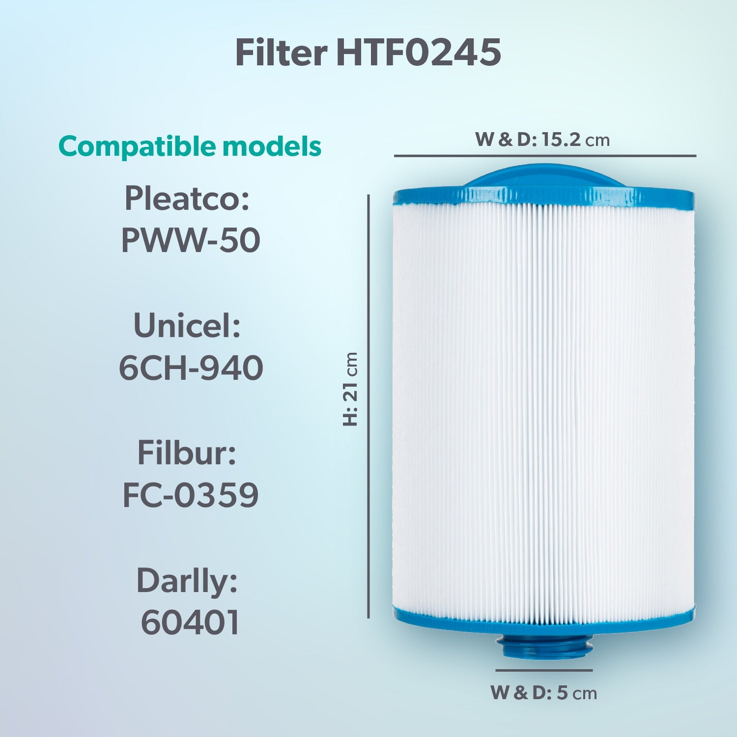  HTF0245/PWW50 50sq Ft Hot Tub Filter - Jacuzzi Lodge S & L, Paradise, Retreat, Look, Mist & Haze
