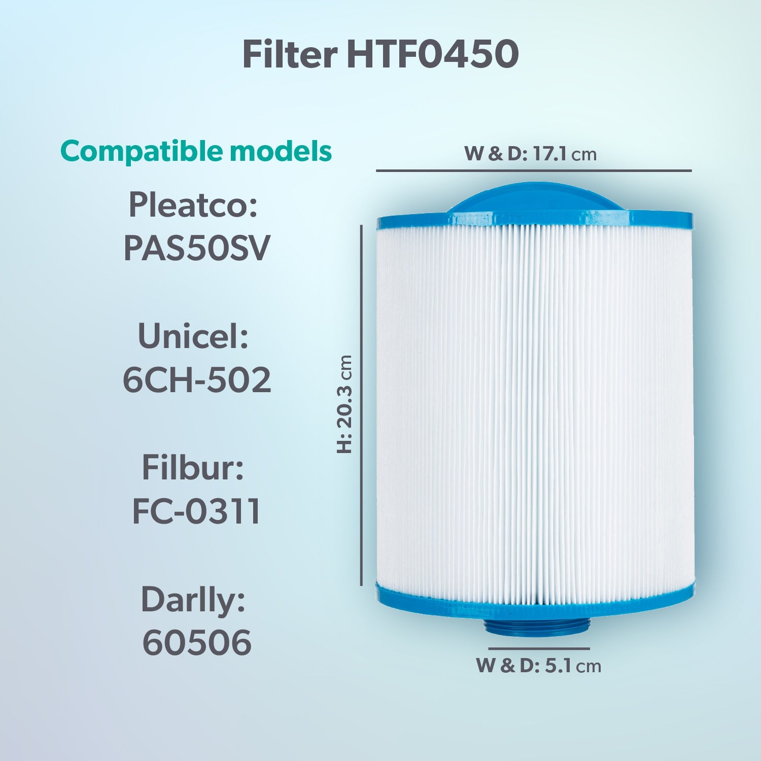  HTF0450 50sq Ft Hot Tub Filter - Artesian, South Sea Spas, Luxury, TidalFit