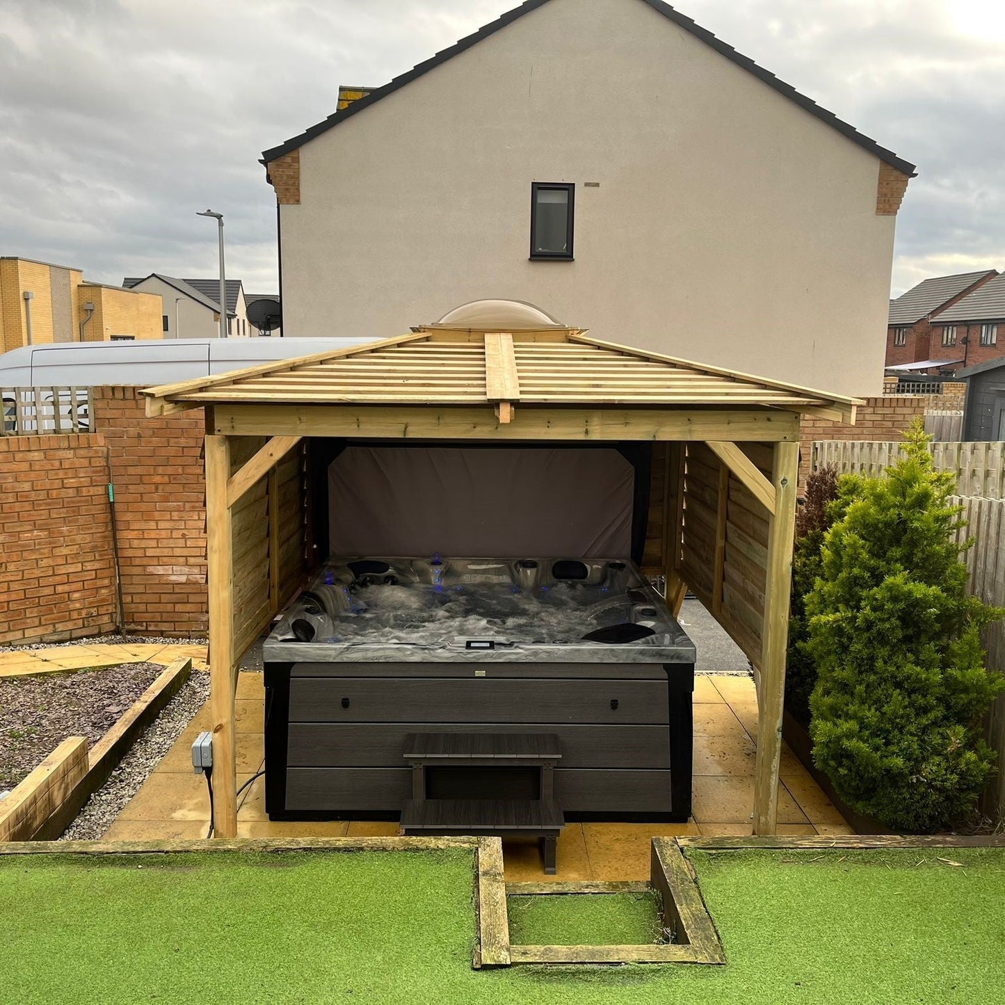  Brentano Wooden Hot Tub Gazebo With Tinted Dome Roof
