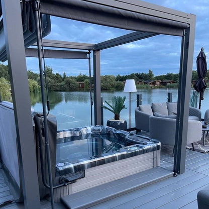  Bespoke Velarium Metal Hot Tub Gazebo With Waterproof Retracting Canopy Roof