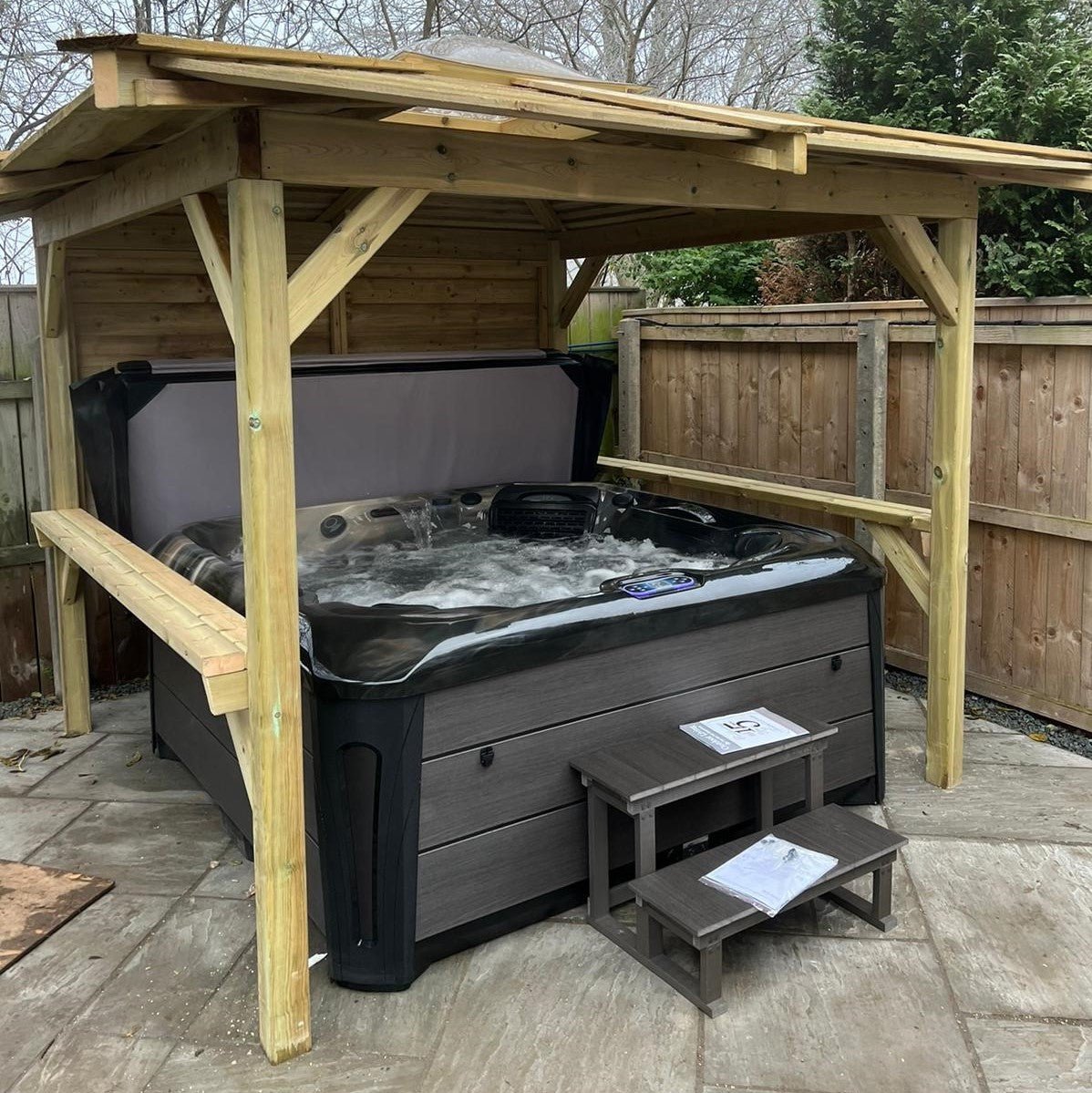  Brentano Wooden Hot Tub Gazebo With Tinted Dome Roof