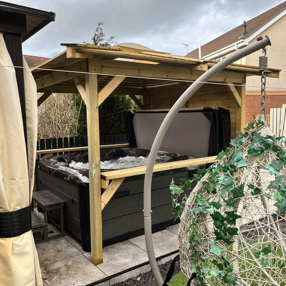  Brentano Wooden Hot Tub Gazebo With Tinted Dome Roof