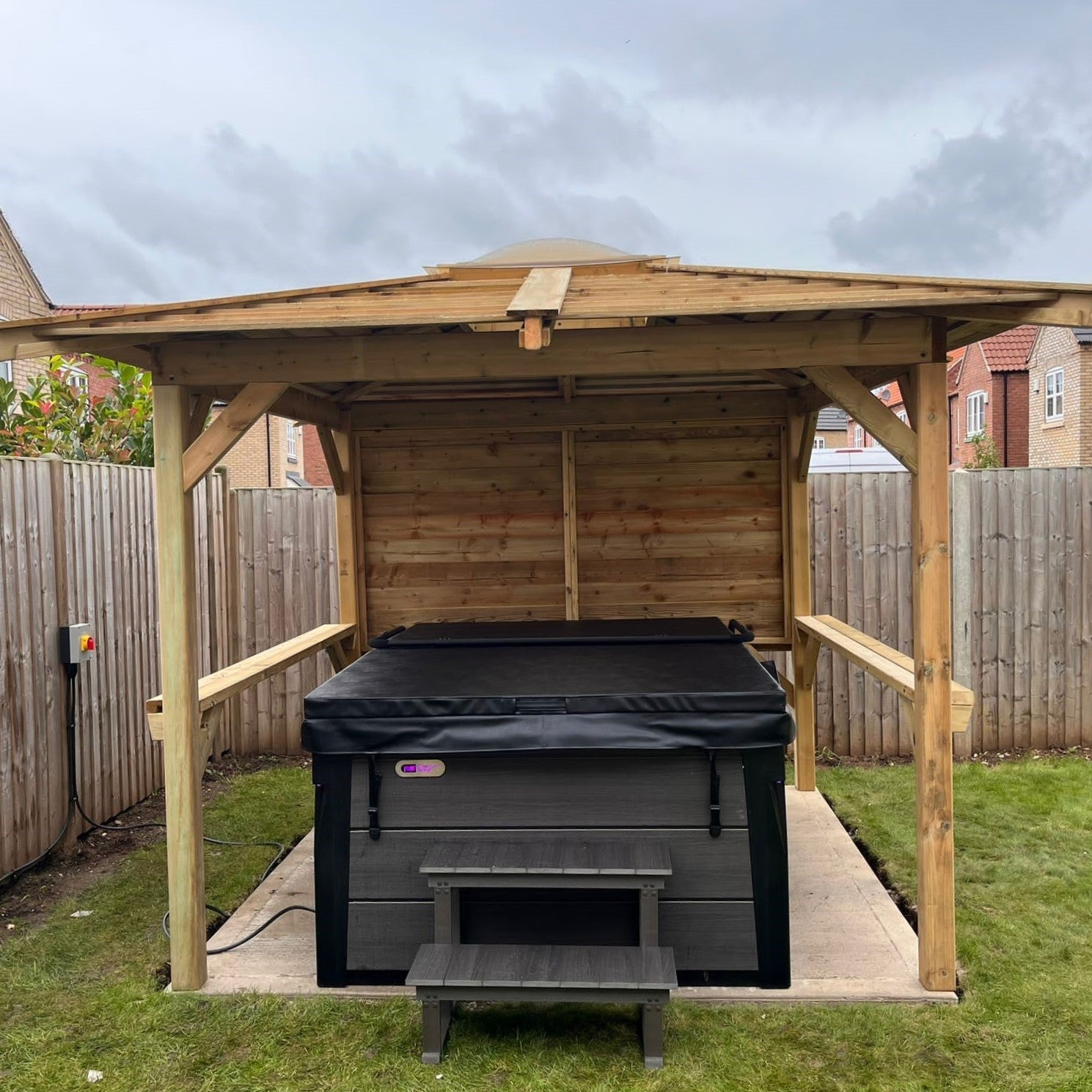 Brentano Wooden Hot Tub Gazebo With Tinted Dome Roof