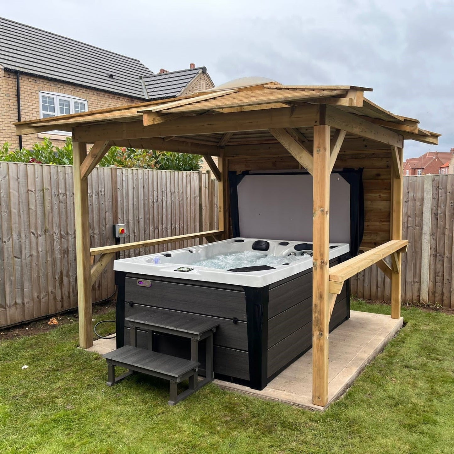  Brentano Wooden Hot Tub Gazebo With Tinted Dome Roof