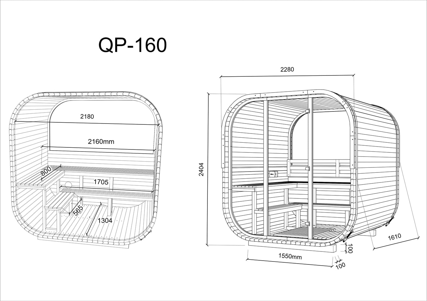  Hekla Cube 160 - 2 Person Outdoor Sauna