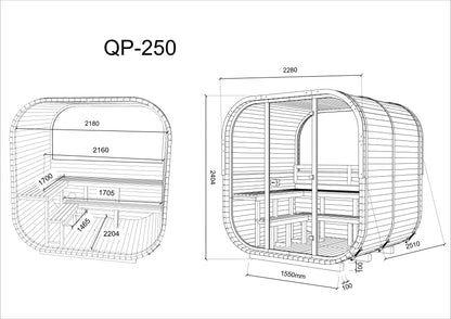  Hekla Cube 250 - 6 Person Outdoor Sauna